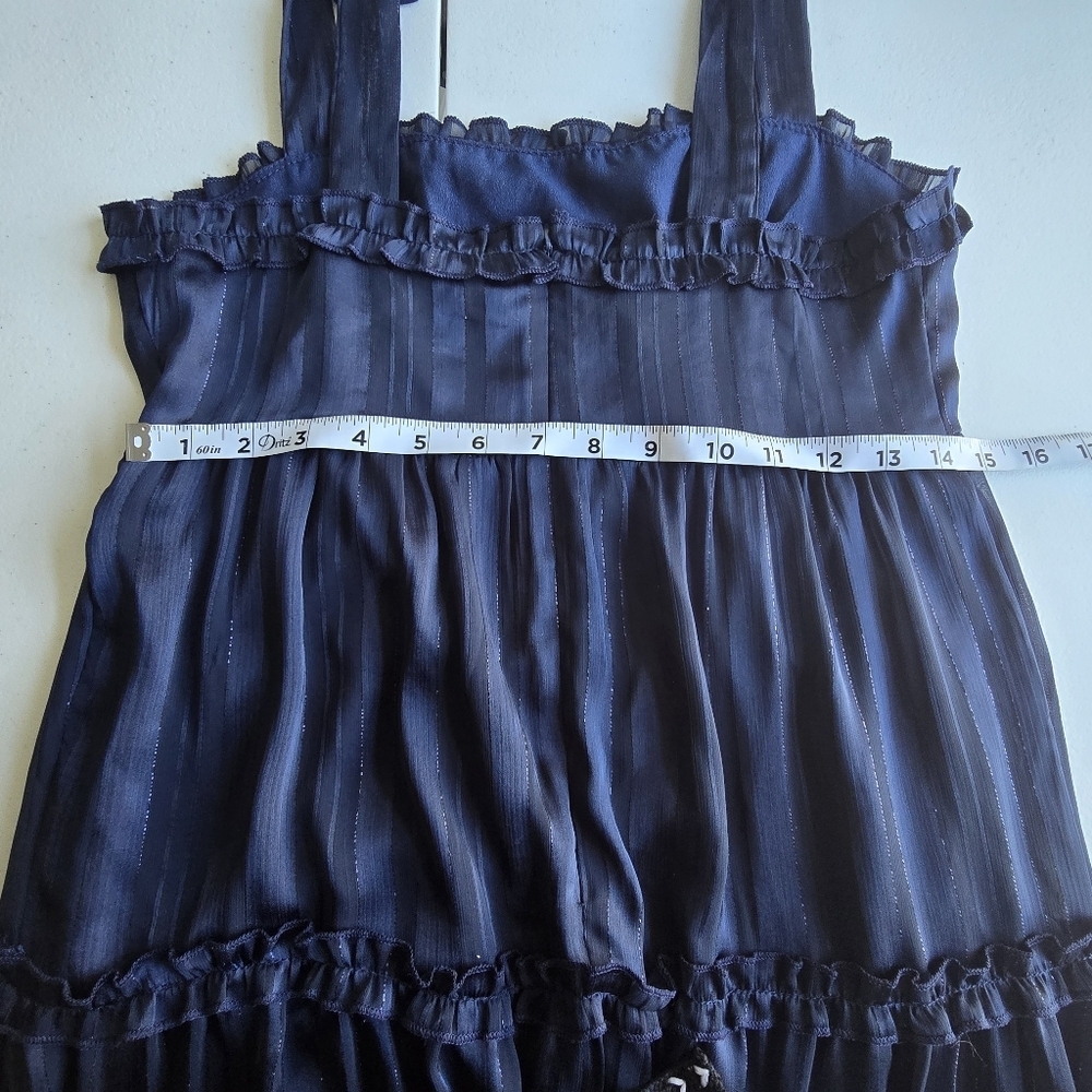 Lulus Day for Romance Navy Blue Tie-Strap Tiered Midi Dress size S - Picture 14 of 16
